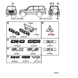 Logo 3 Diamant rouge porte Arrière Pajero 3
