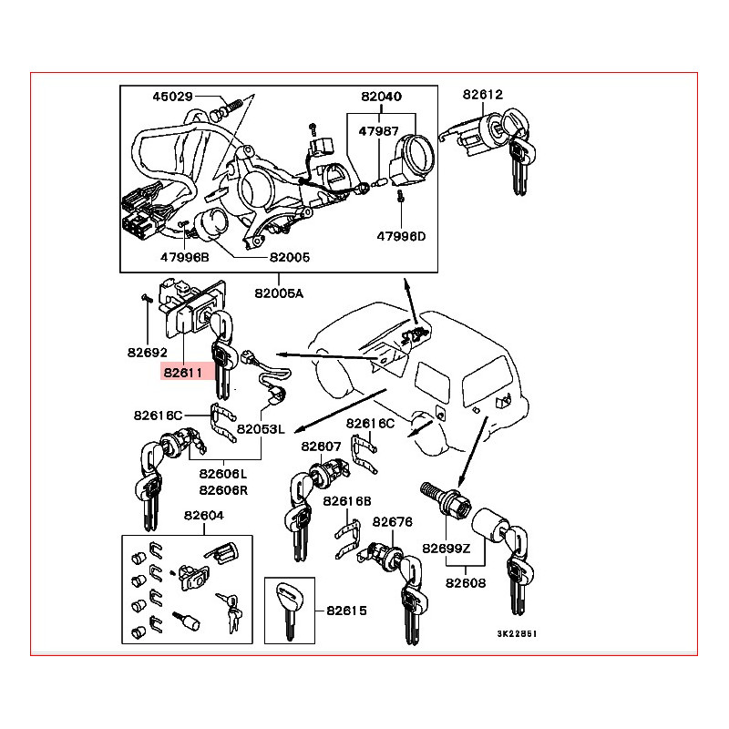 Serrure de Boite à Gant Tableau de bord Pajero 2