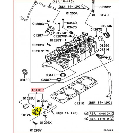 Pipe de Refroidissement d'Origine sur la Culasse Pajero 2 et 3 2,5L TDI MD307771