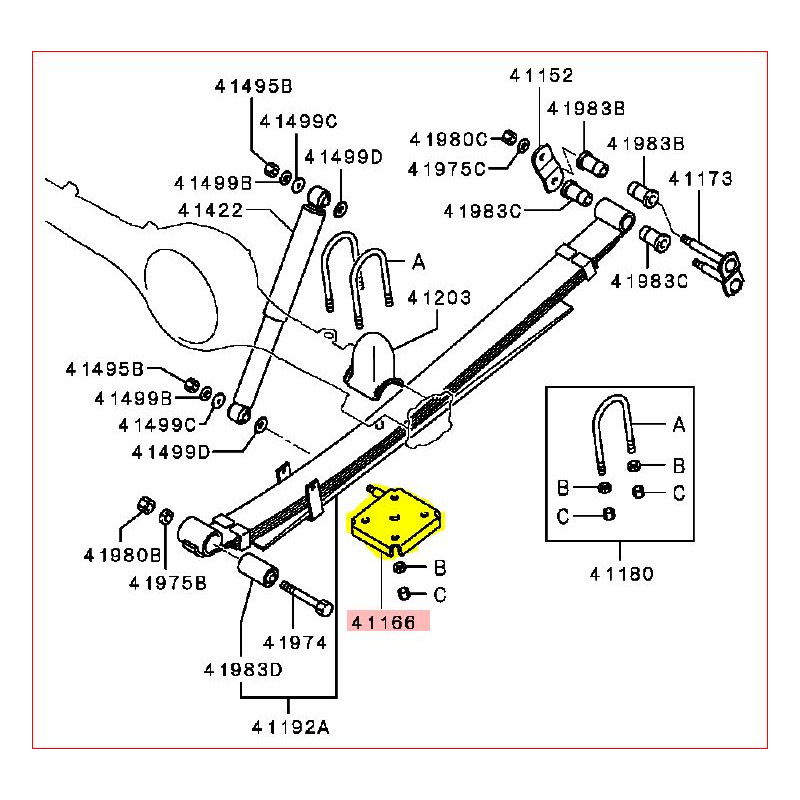 Ressort à Lames Arrière Pour Mitsubishi L200 K34T 1993 – Pièce D'occasion Origine Japon