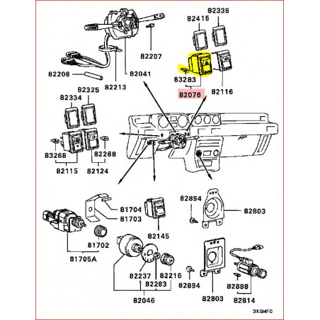 Bouton Interrupteur Warning Pajero 1 MB385366