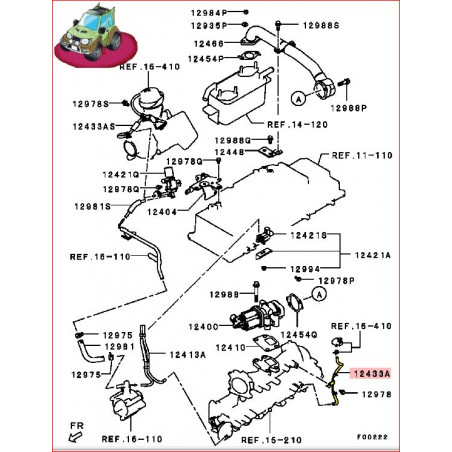 1 Durite du Capteur de Pression d'Air Pajero 4 - 3,2L DID