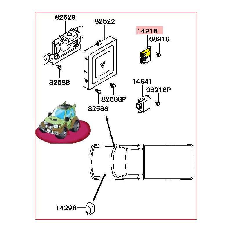 Radiateur Mitsubishi L200, K74, 96-00 - 2,5TD - Durit supérieure