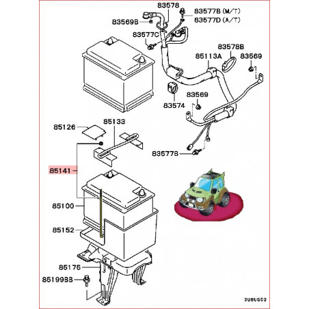 1 Kit de Boulon en L de Tringle de Maintien de la Batterie Pinin