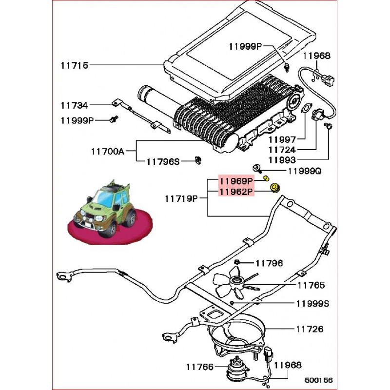 1 Isolant et Tube de l'Armature de l'Intercooler L200 K74, Sport K94 et Nativa K97
