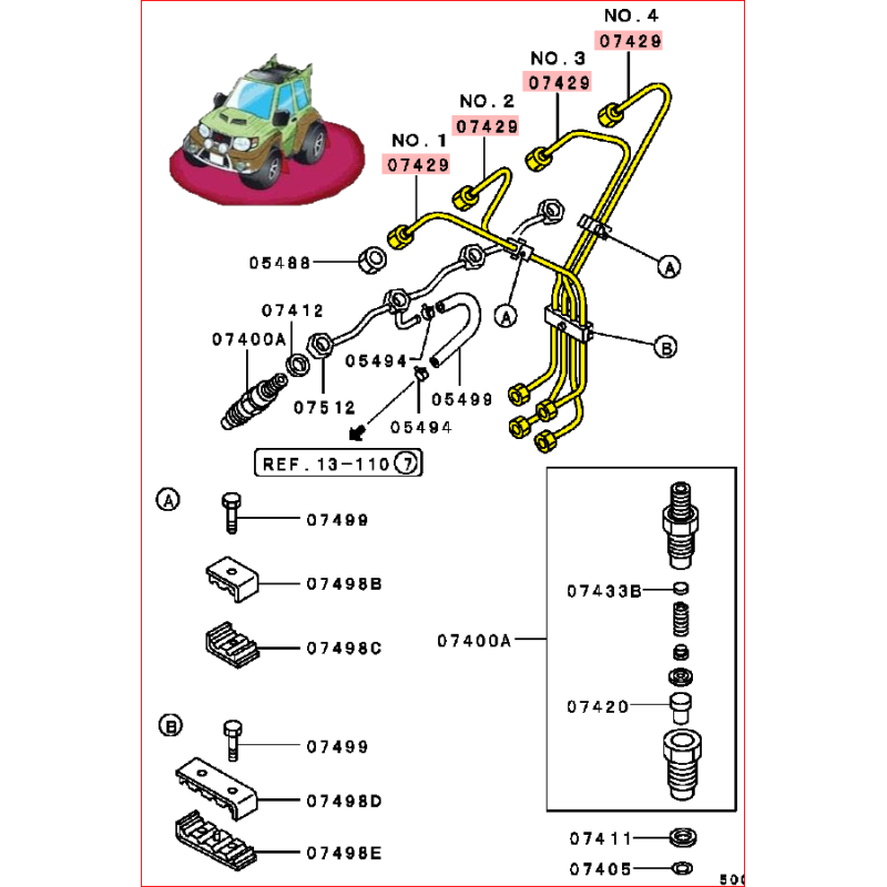 INJECTEUR pour Mitsubishi pour Pajero pour Triton pour Delica 4D56 4D56T 2.5L D4BX D4BA G6BAJ D4BF Injecteur De Carburant Diesel 4 Pièces Buses Injecteur