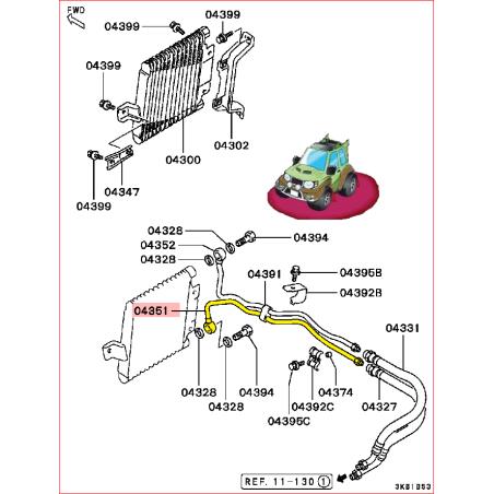 Durite Rigide Inférieur du Radiateur d'Huile Moteur Pajero II 2,5L TDI